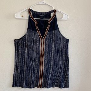 Lucky Brand Embroidered Blue Top Small